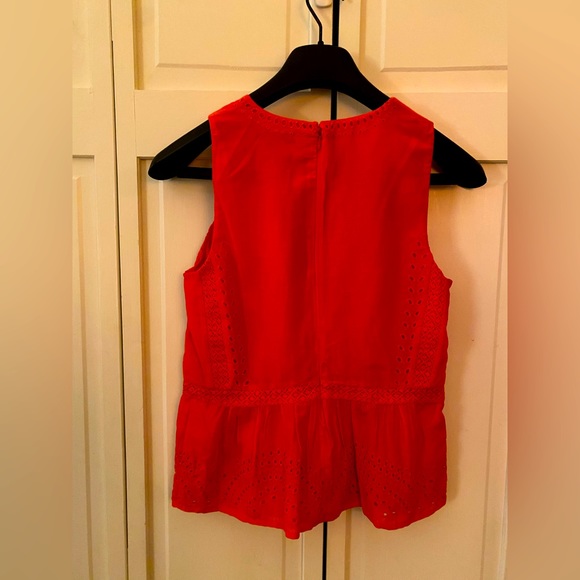NWT J. Crew Orange Eyelet Peplum Top, Size 2, Cotton Silk Blend. - Picture 2 of 4